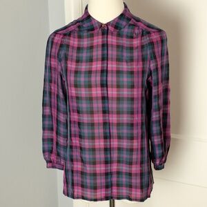 Madewell Broadway & Broome Plaid Silk Blouse